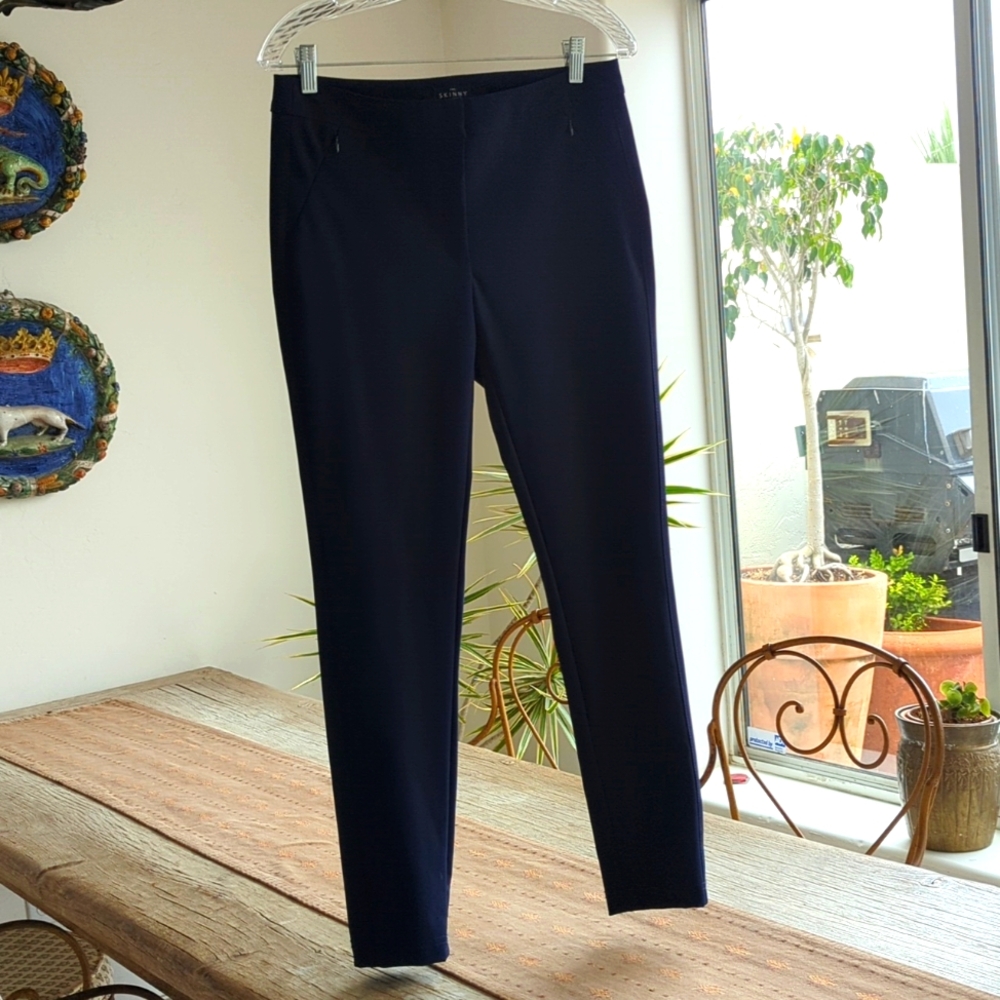 Navy Blue Skinny Pants with Zippered Pockets
